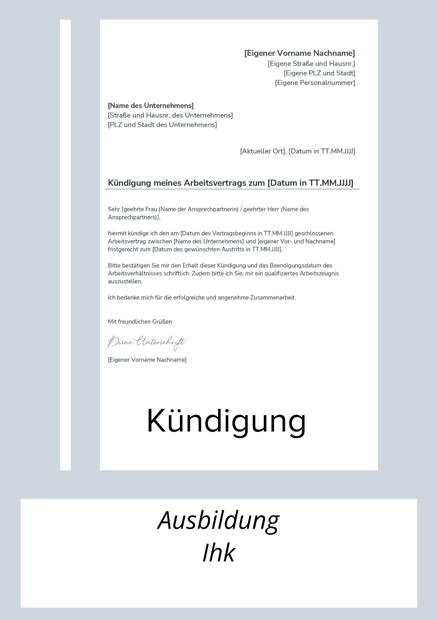 Kündigung Ausbildung Ihk