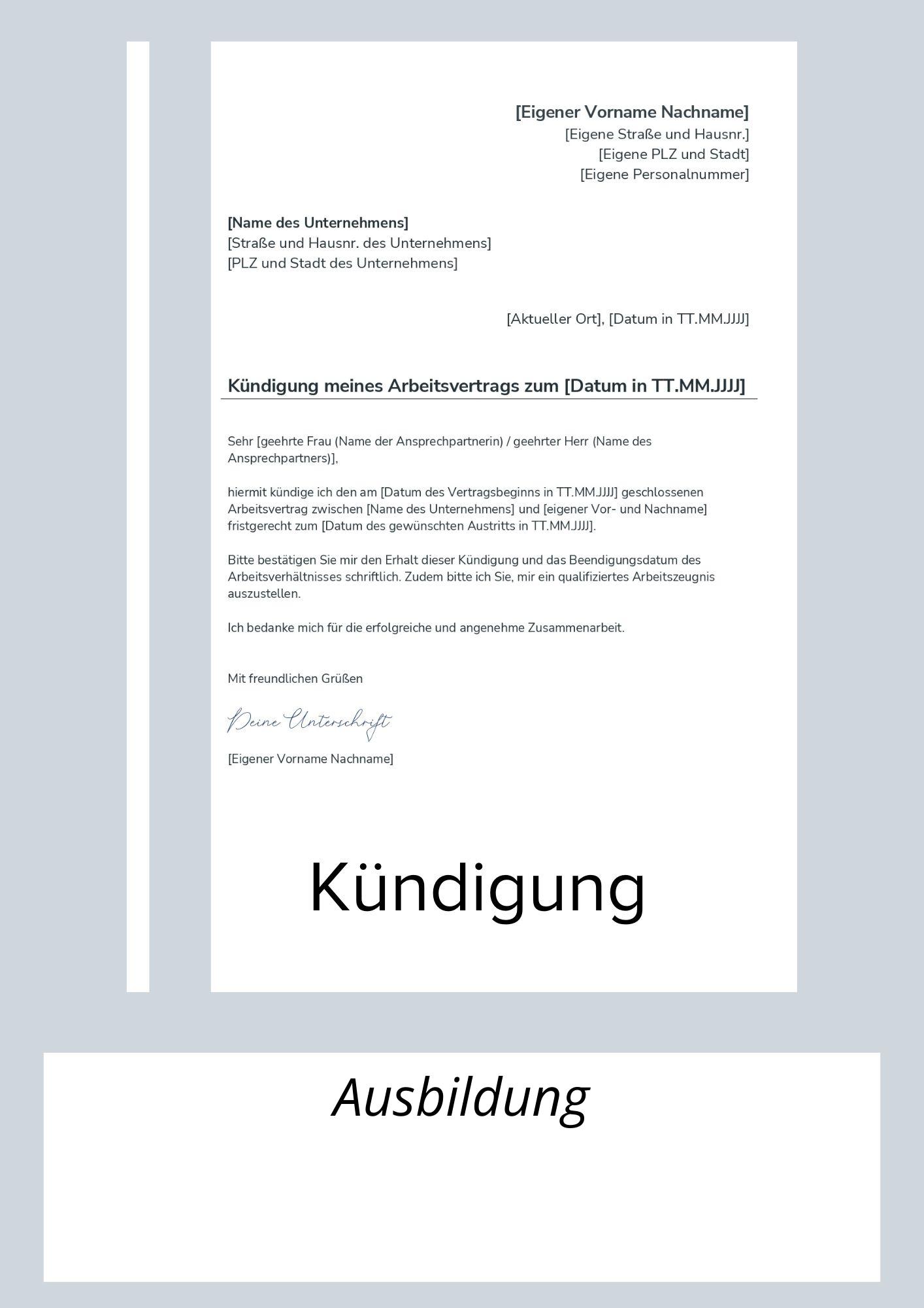 Kündigung Ausbildung