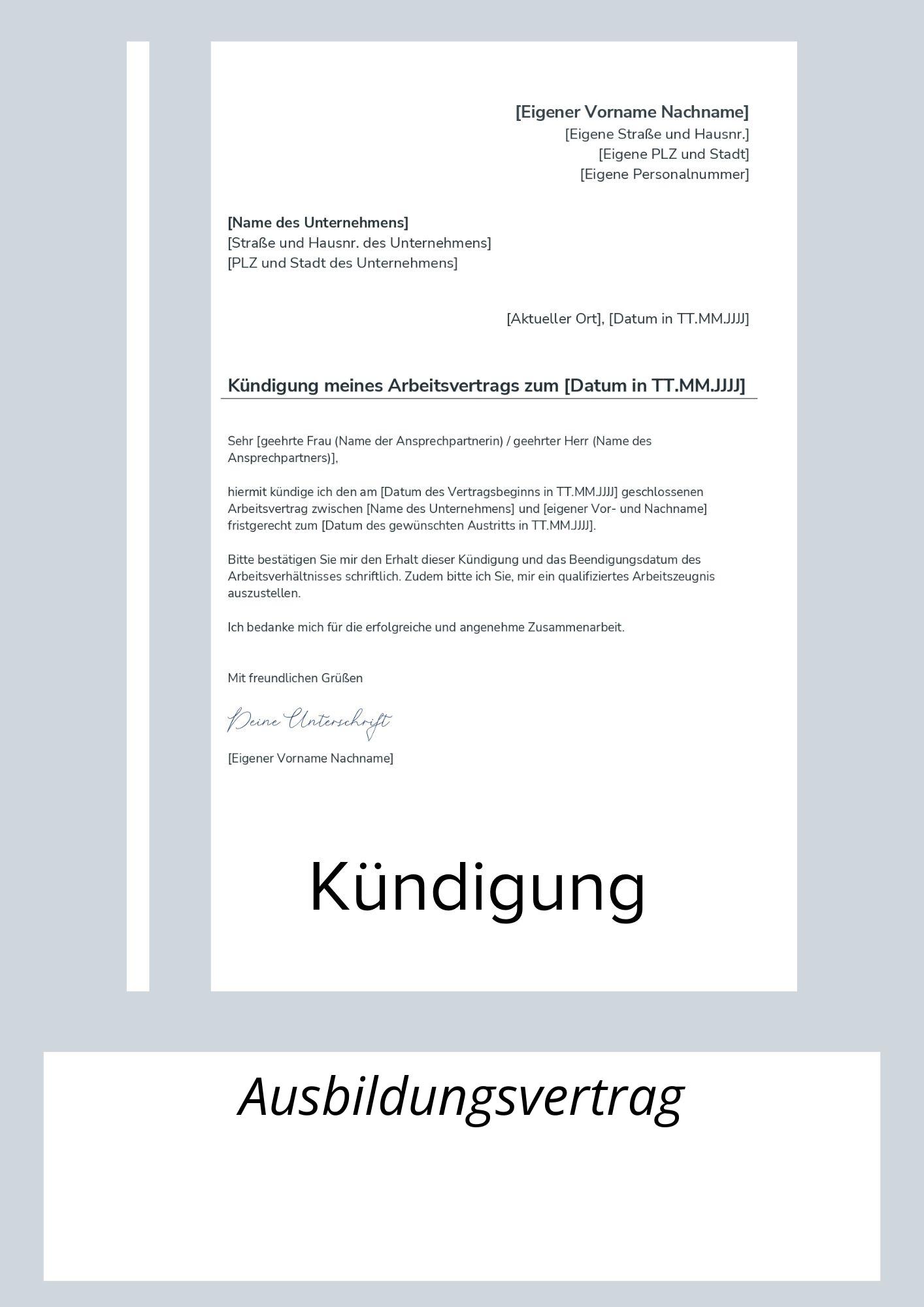 Kündigung Ausbildungsvertrag