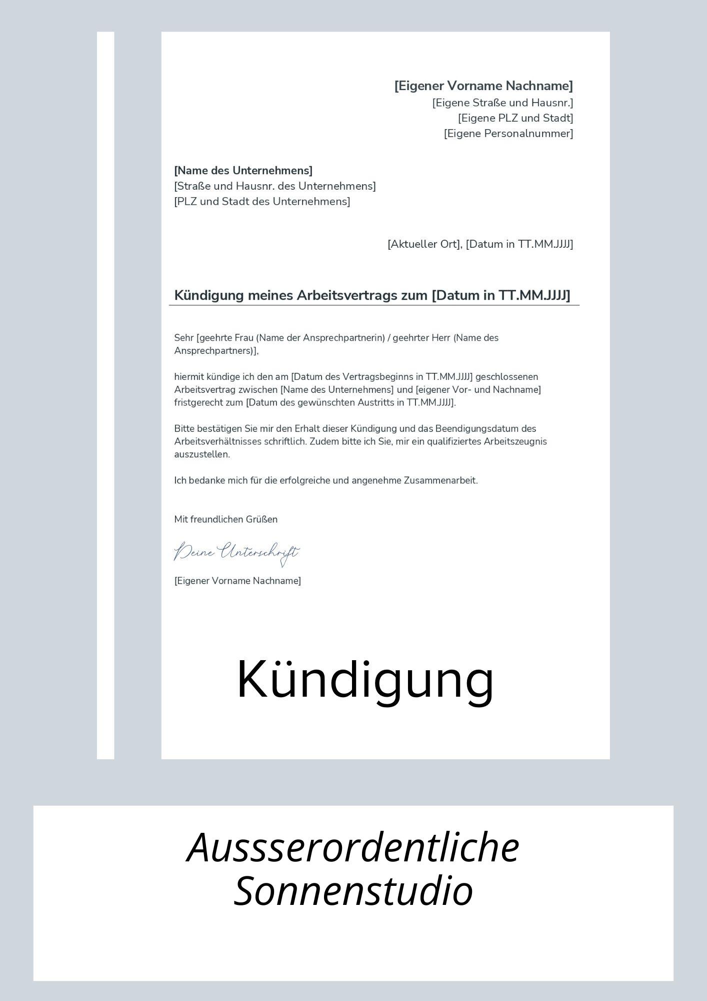 Außerordentliche Kündigung Sonnenstudio