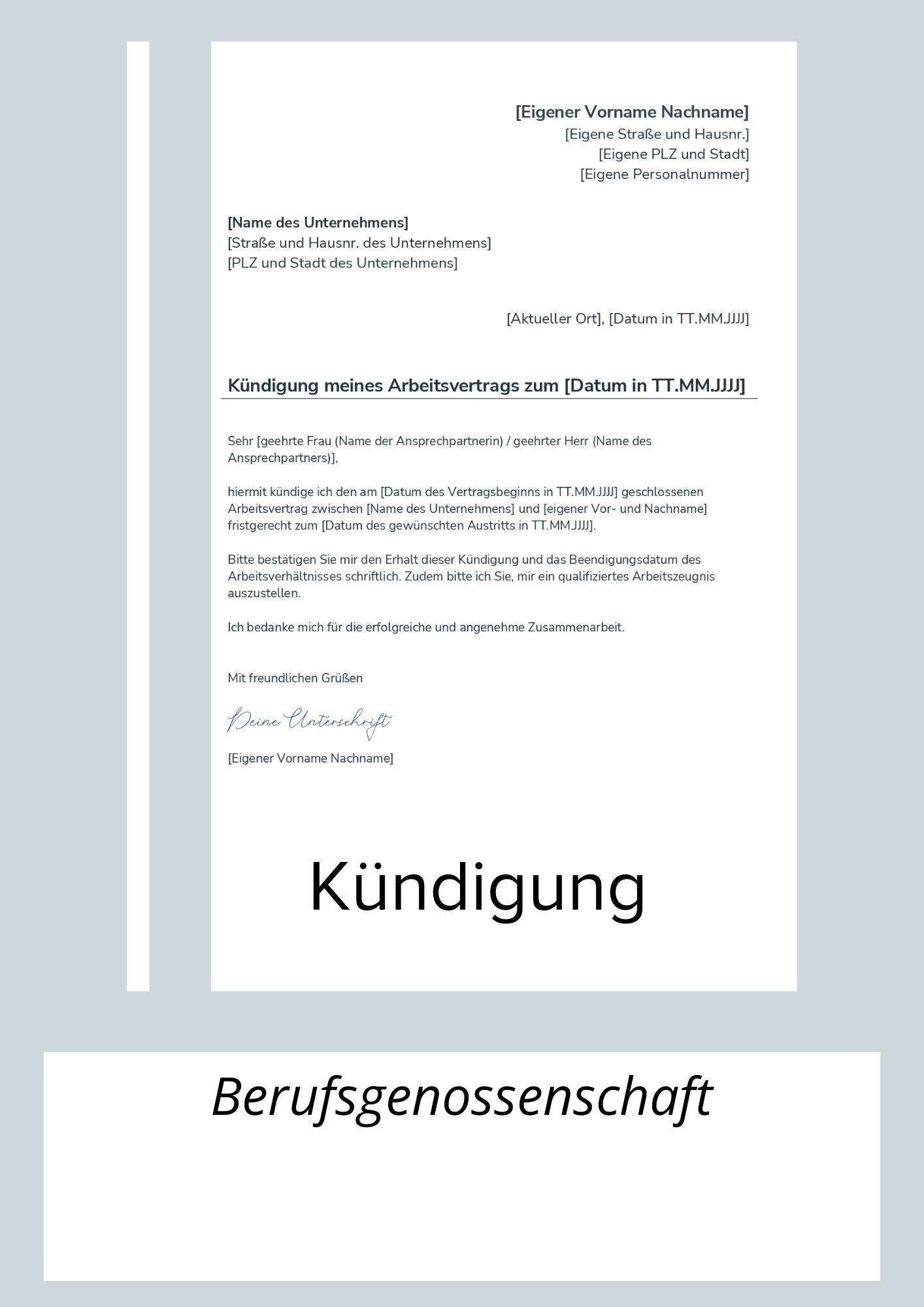 Kündigung Berufsgenossenschaft