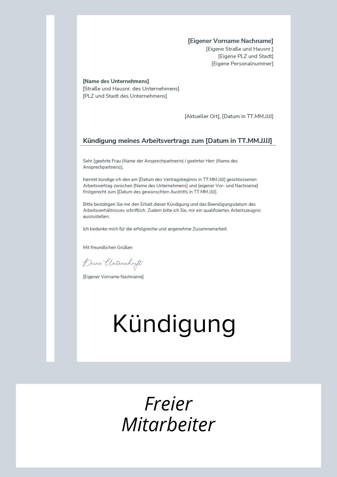 Kündigung Freier Mitarbeiter