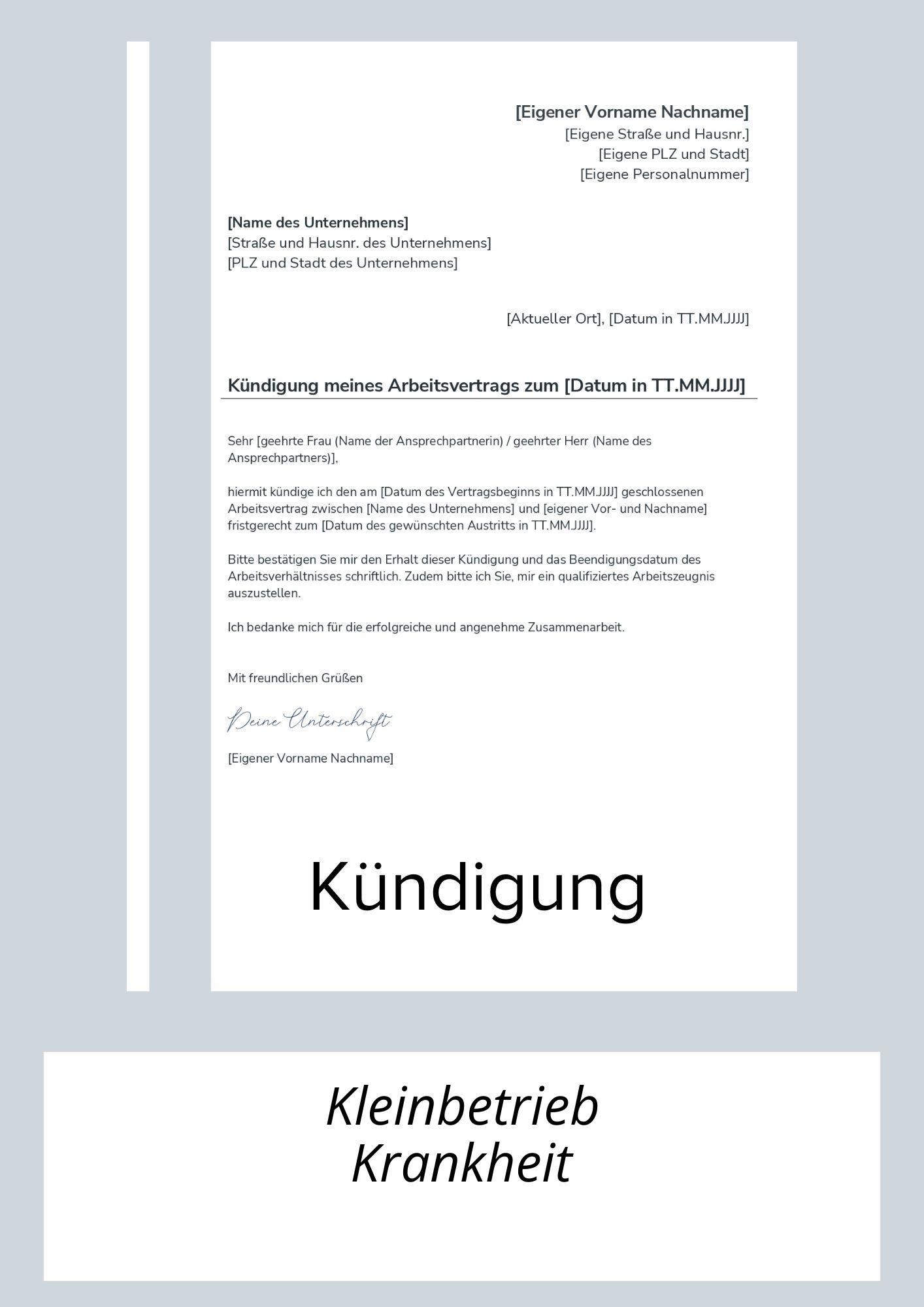 Kündigung Kleinbetrieb Krankheit