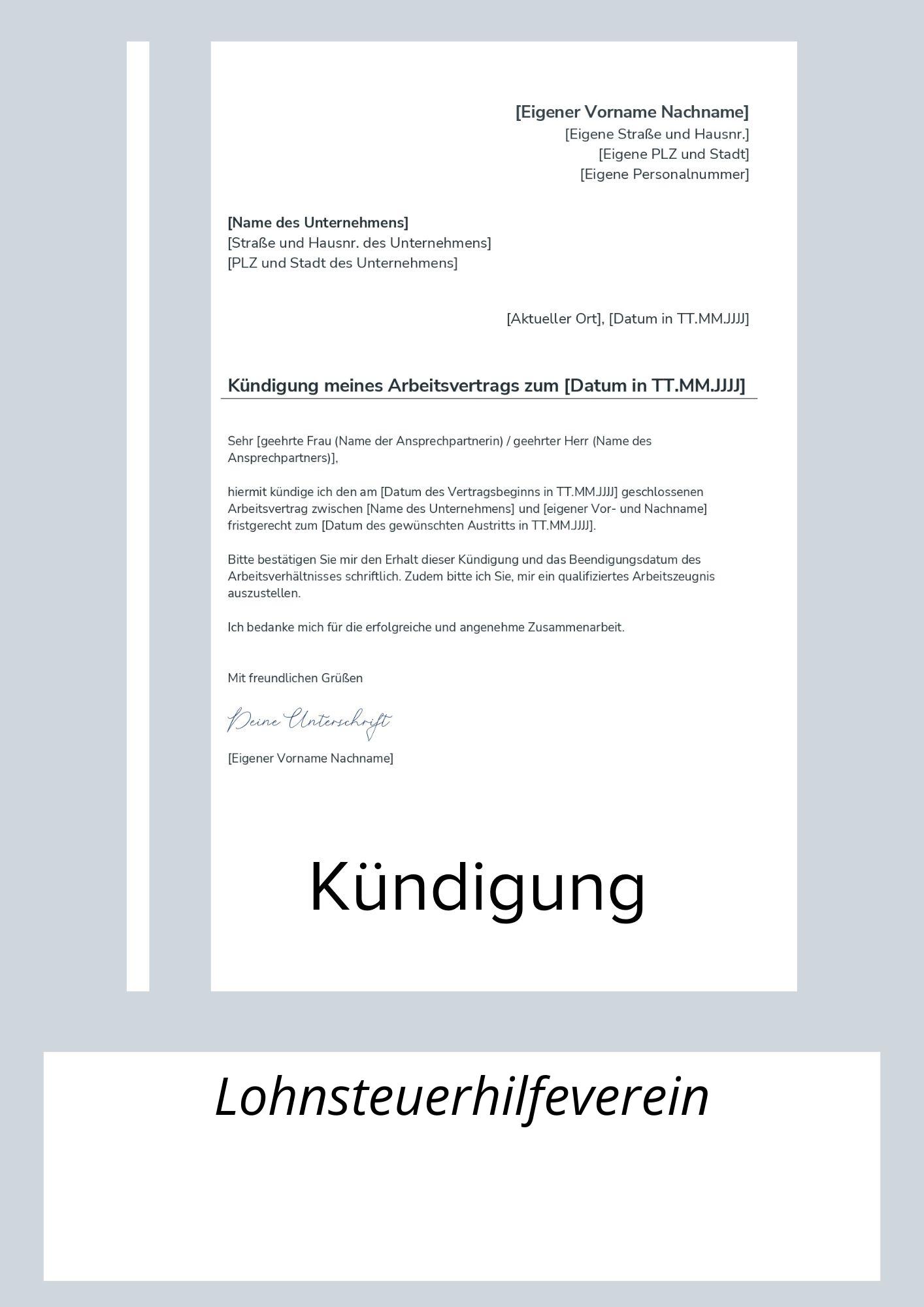 Kündigung Lohnsteuerhilfeverein