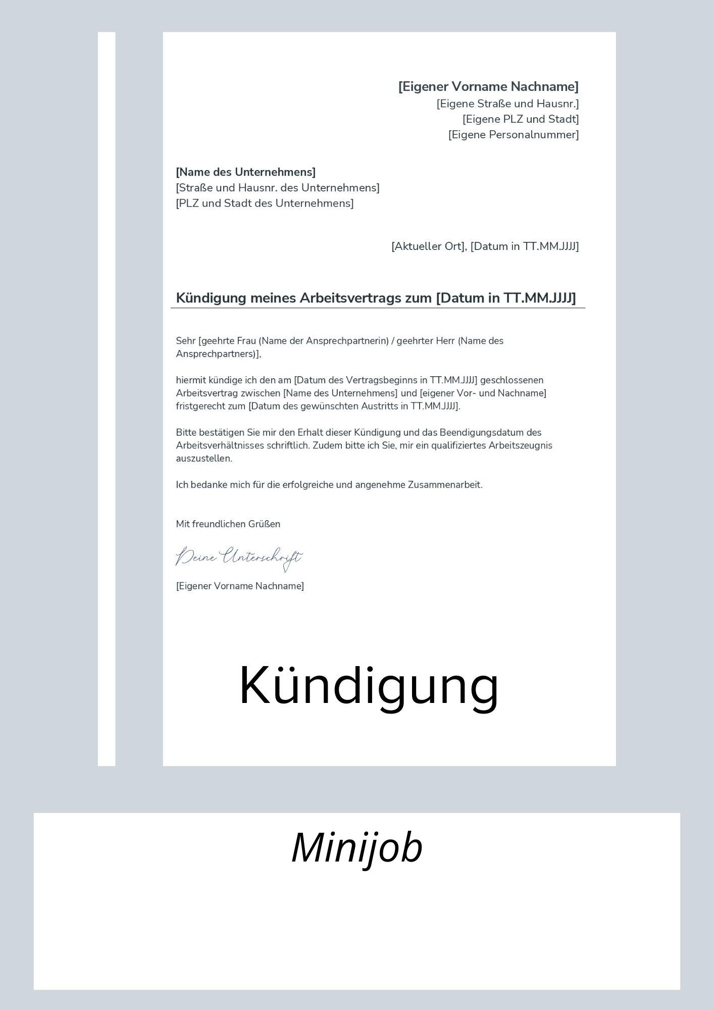 Minijob Kündigung