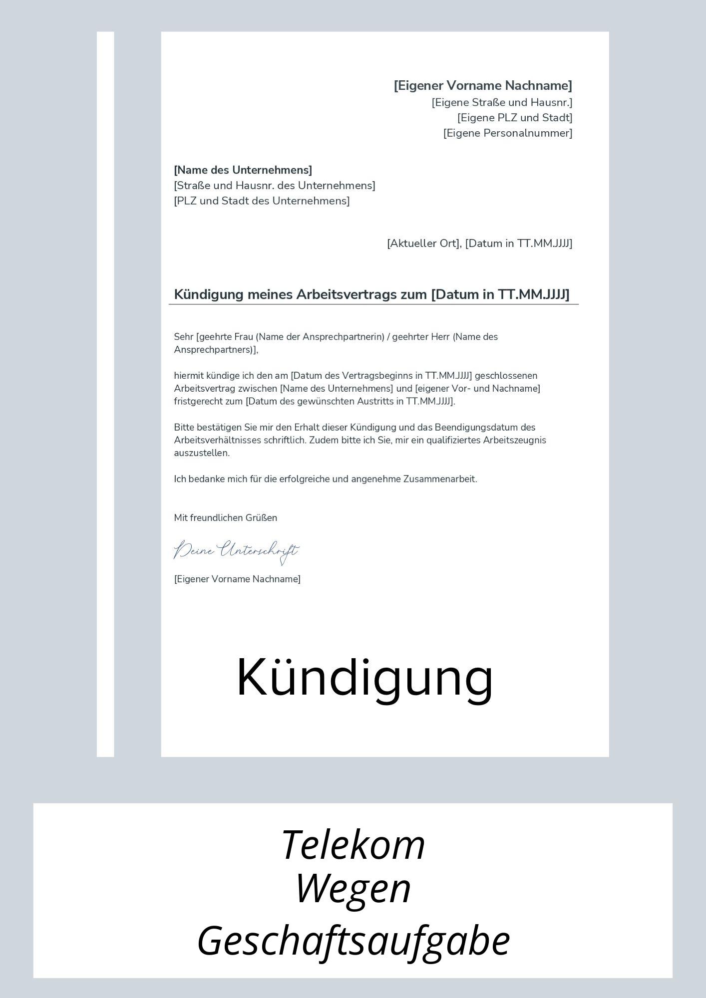 Telekom Kündigung Wegen Geschäftsaufgabe