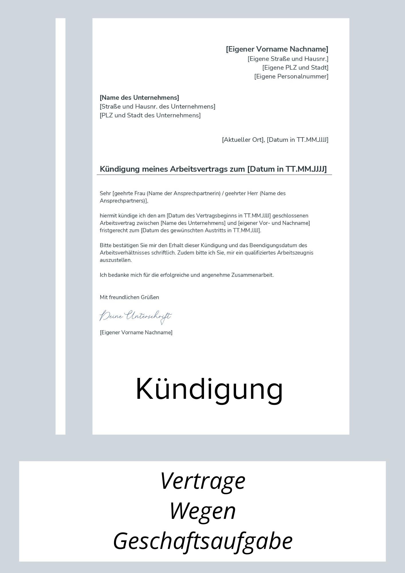 Kündigung Verträge Wegen Geschäftsaufgabe