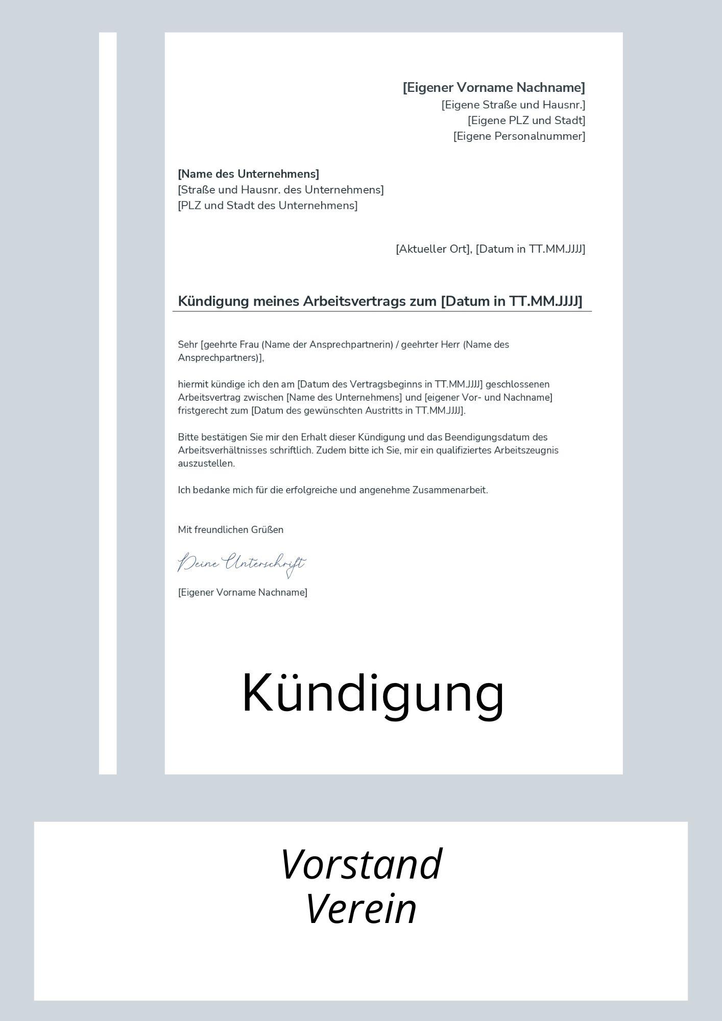 Kündigung Vorstand Verein