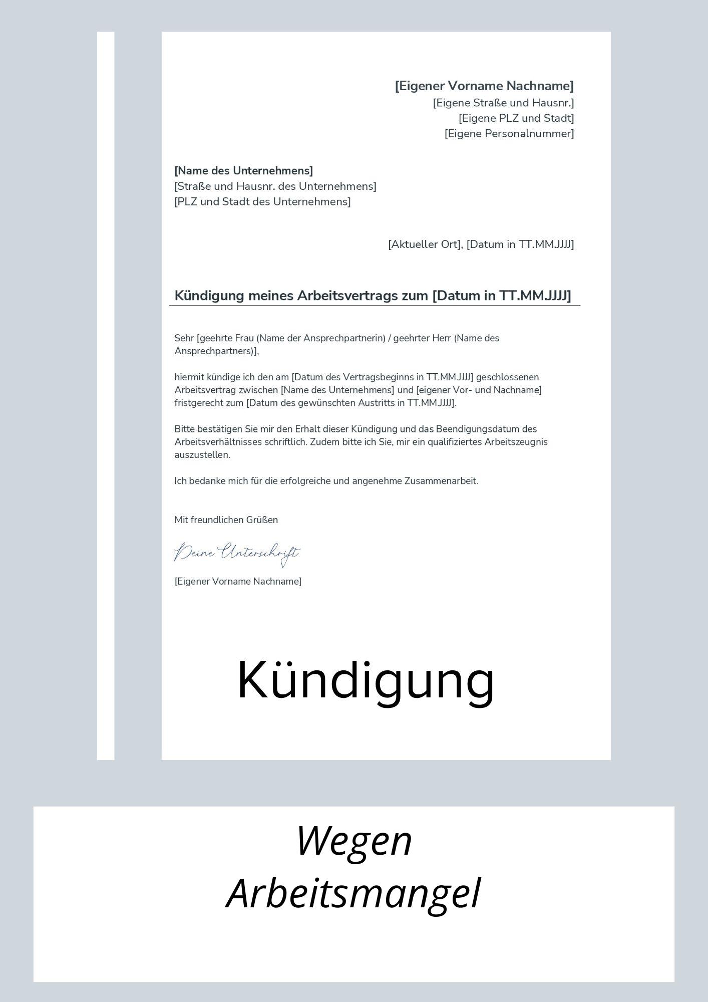 Kündigung Wegen Arbeitsmangel