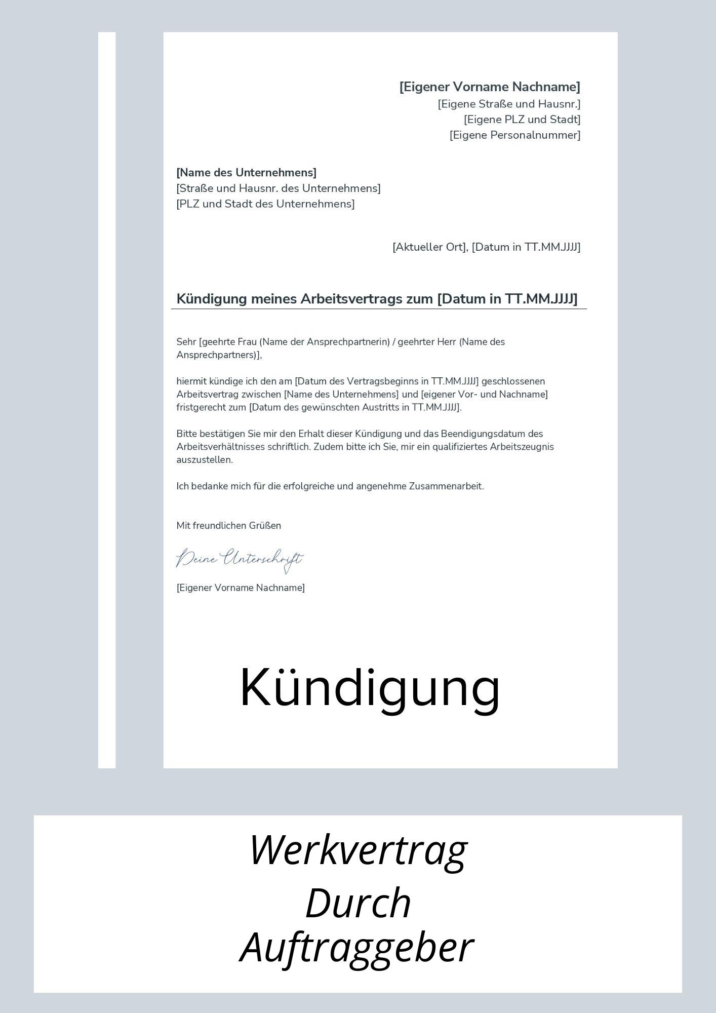 Kündigung Werkvertrag Durch Auftraggeber